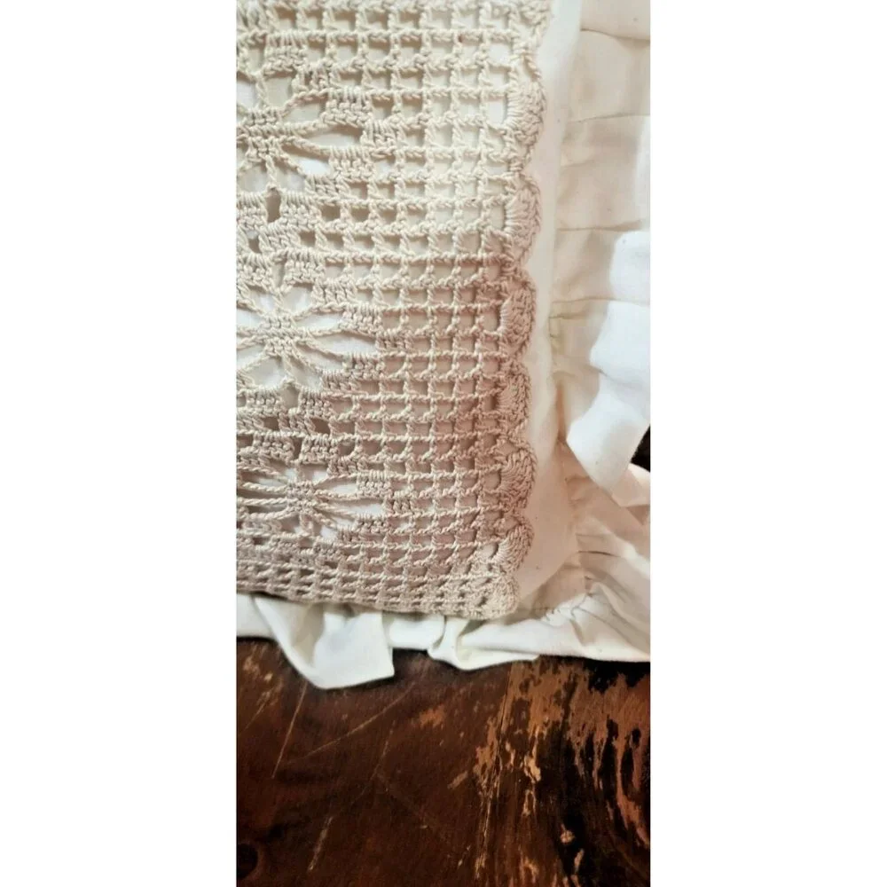Vintage‎ handmade crochet dollie pillow, boho grannycore,cottagecore decorative